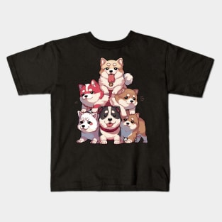 Cute Stack of Dogs Kids T-Shirt